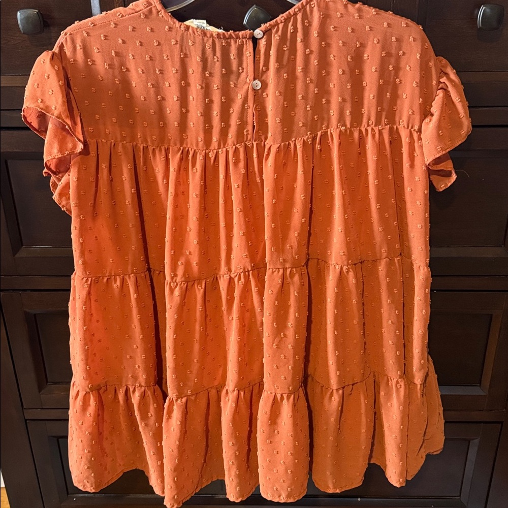 Entro Rust Ruffle Tiered Blouse - Size Medium - Picture 3 of 4